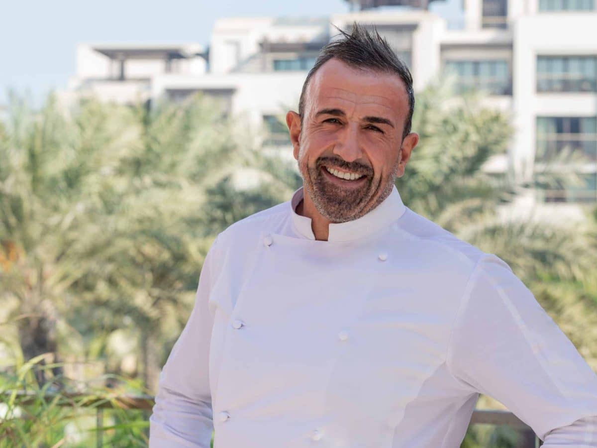 Saverio Sbaragli of Al Muntaha poses in chef whites