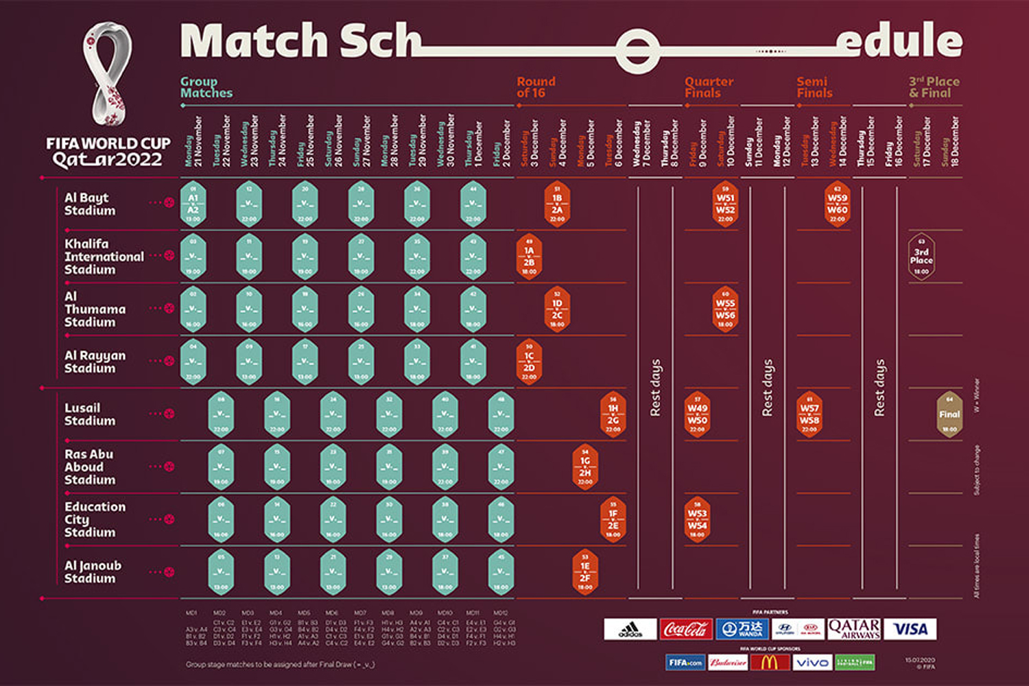 Match schedule confirmed for the FIFA World Cup Qatar 2022  Sport